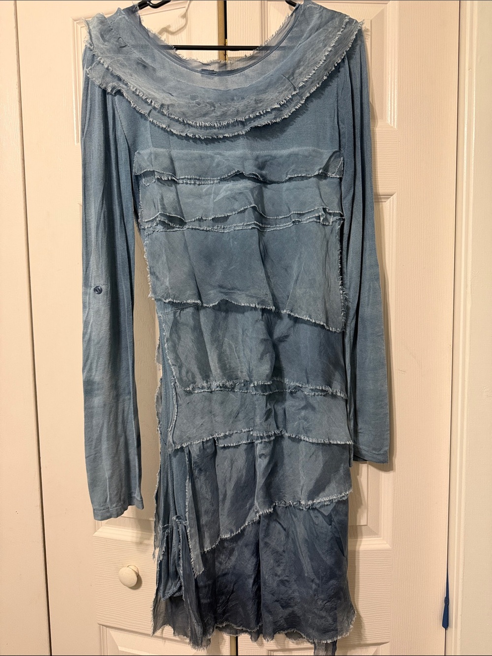 Tempo Paris Dusty Blue Long-Sleeve Layered Dress - Picture 4 of 6